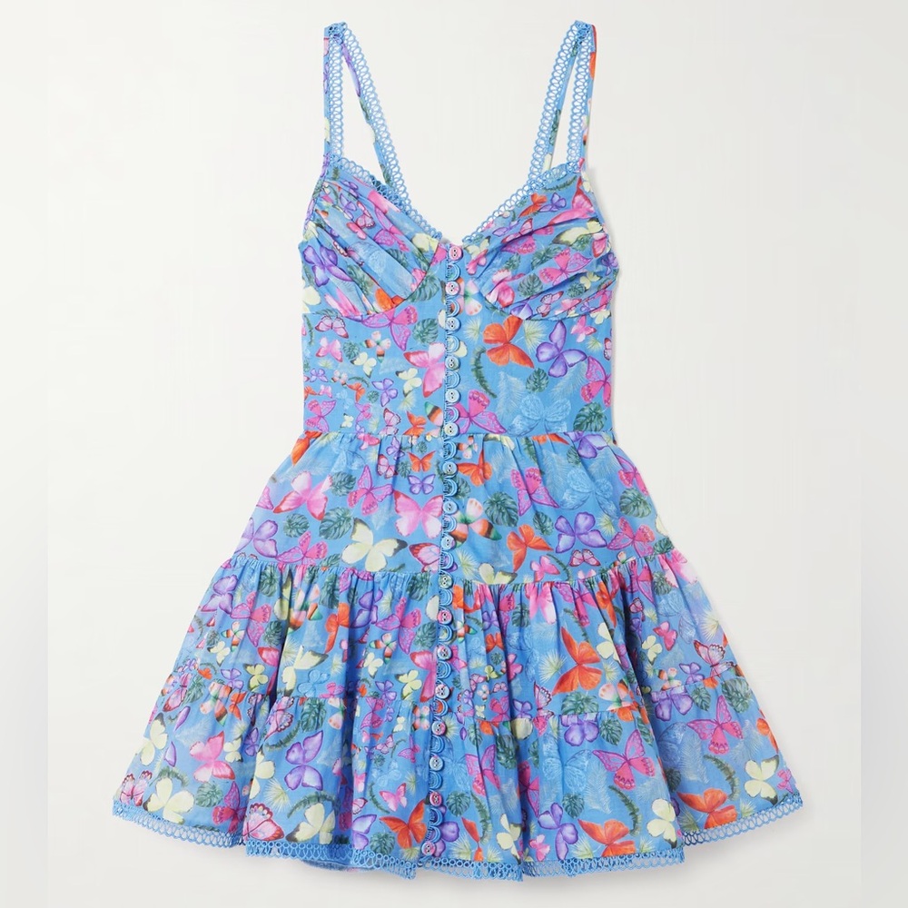 Charo Ruiz Angy Floral Blue Mini Dress